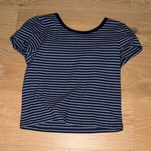 teen gap light blue and navy striped top